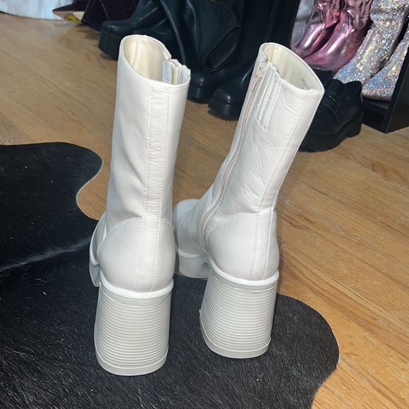 Steve Madden Fantsie White Leather Platform Heeled Mid-Calf Boots, size 10 (new) - Picture 6 of 10